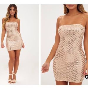 Rose gold sequin mini dress